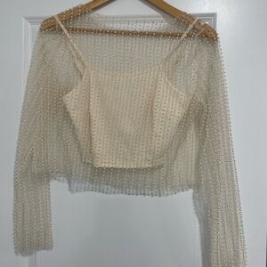 Altar'd State Pearl-Studded Cream Camisole